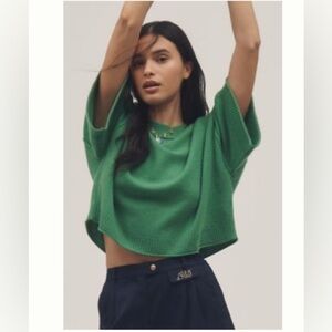 Anthropologie The Goldie Crew-Neck Cashmere Sweater XXS Color: Avocado GREEN NWT